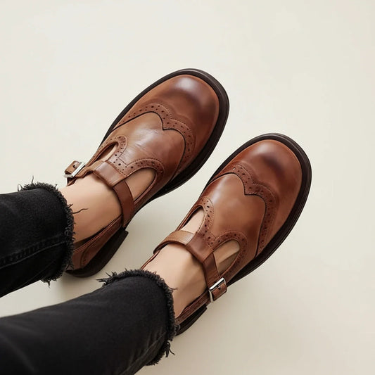 Women's Mary Jane T-Strap Shoes - Fashinoza