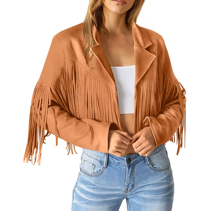 Women's Suede Fringed Jacket Boho Chic