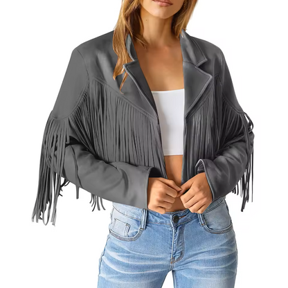 Women's Suede Fringed Jacket Boho Chic