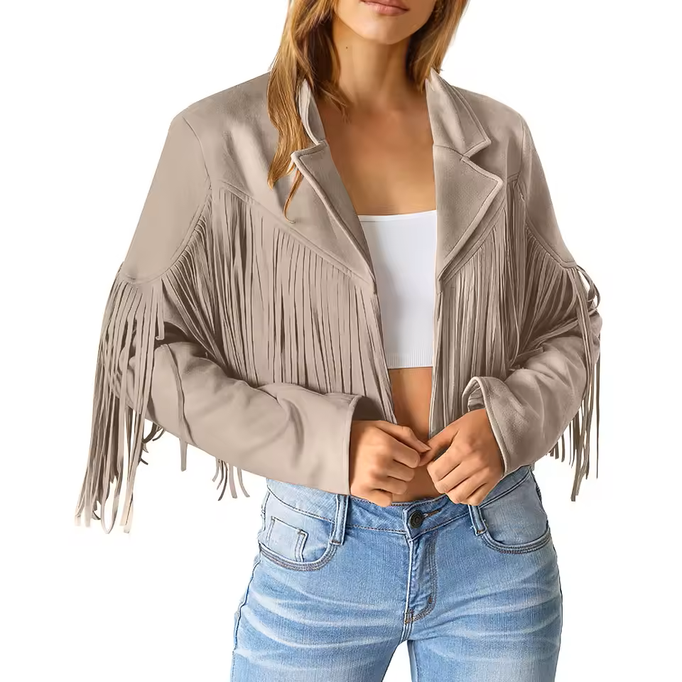 Women's Suede Fringed Jacket Boho Chic