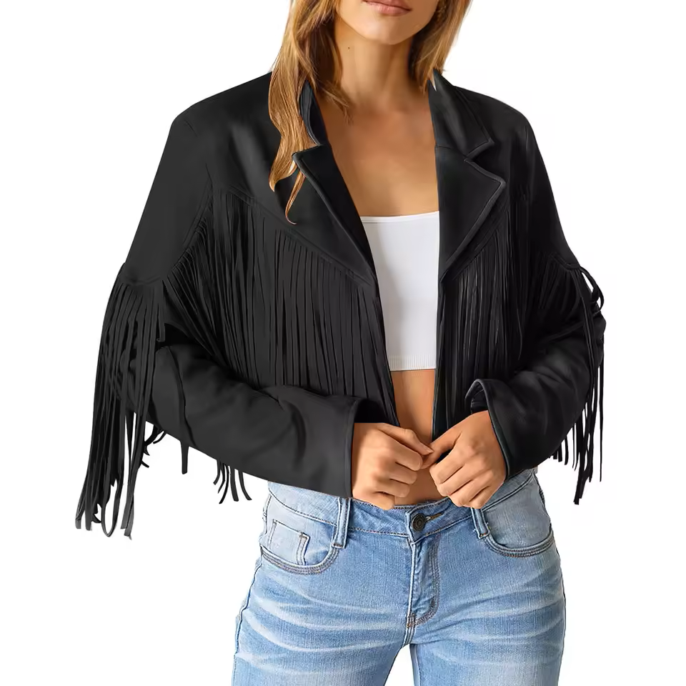 Women's Suede Fringed Jacket Boho Chic