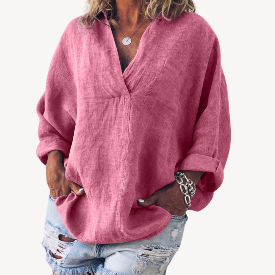 Hannah | Women Spring Relaxed V Neck Blouse