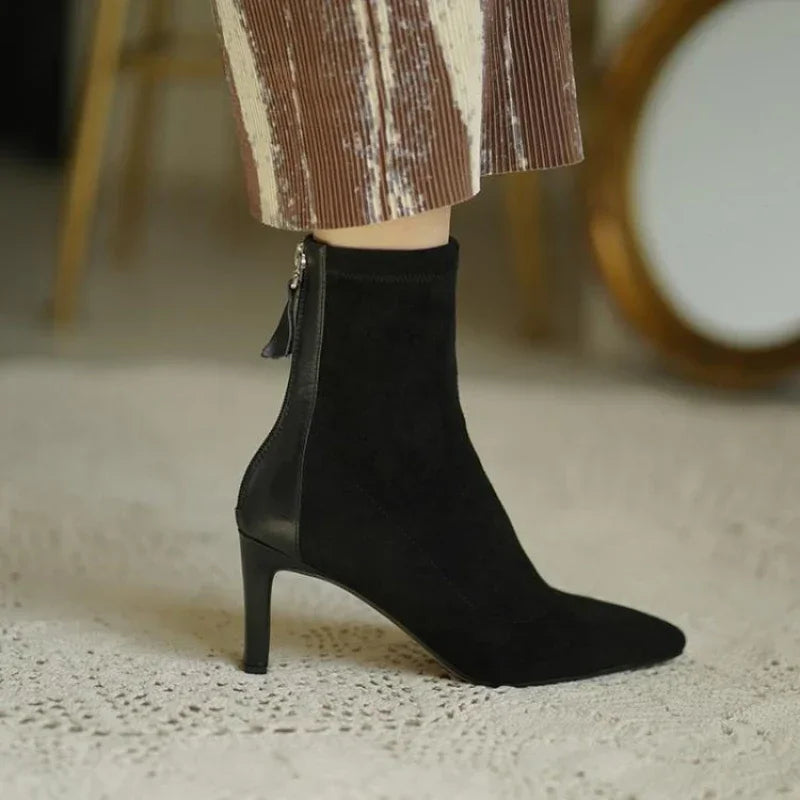 Women's Pointed Toe Ankle Boots Suede - Fashinoza