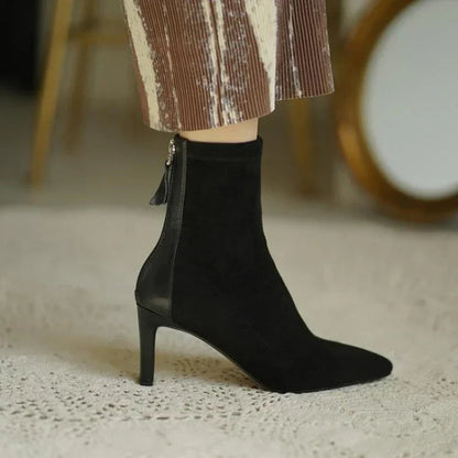 Women's Pointed Toe Ankle Boots Suede - Fashinoza