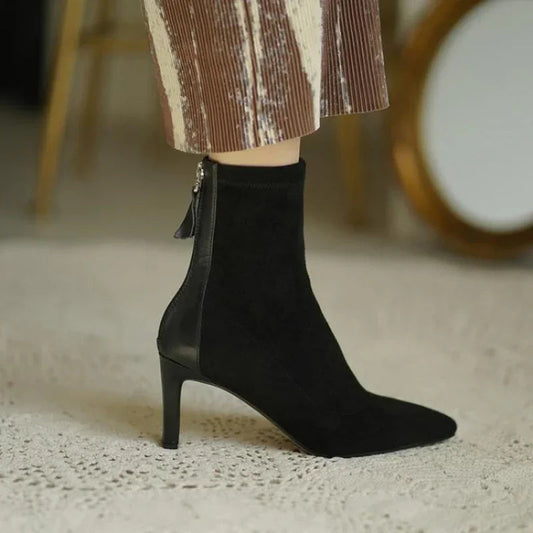 Women's Pointed Toe Ankle Boots Suede - Fashinoza