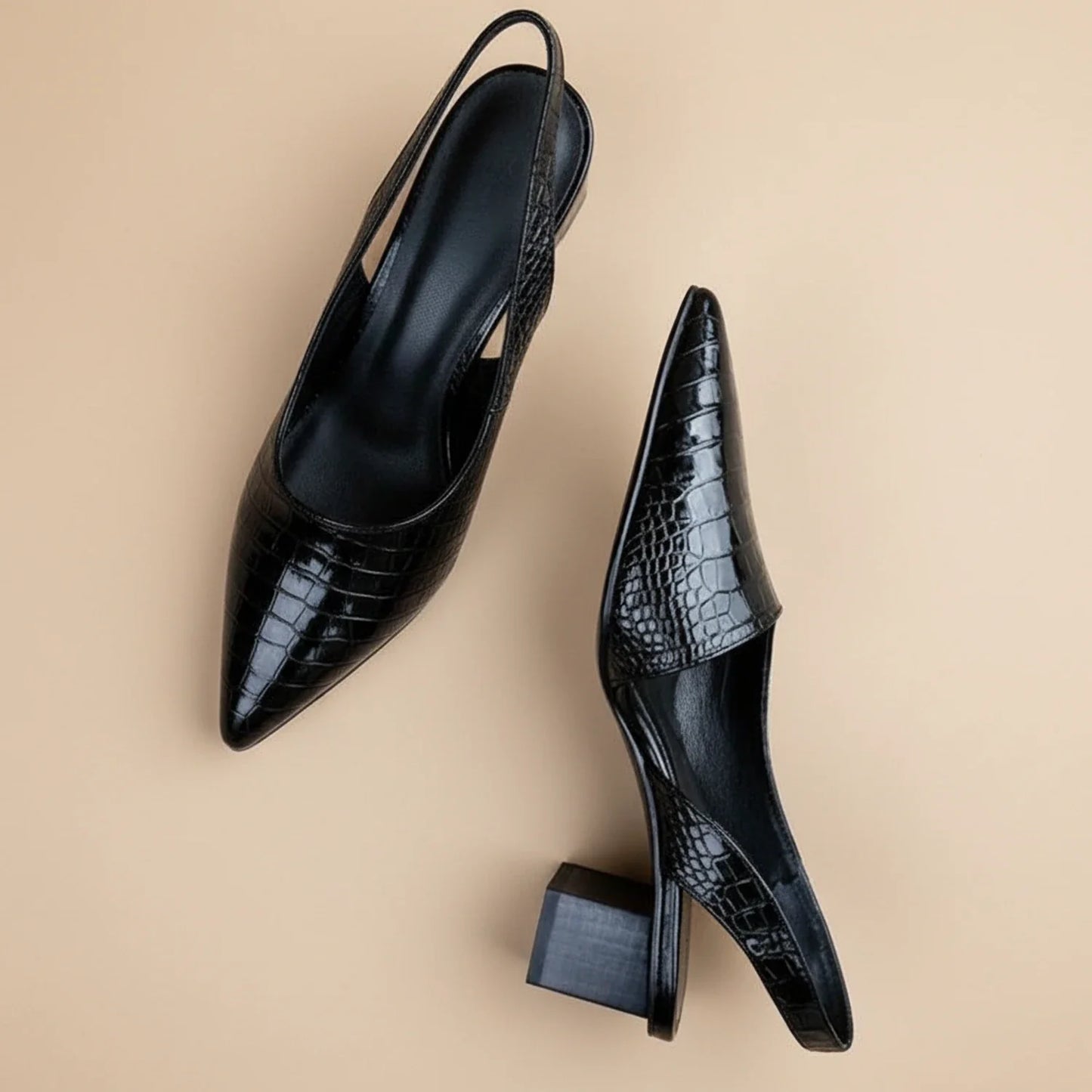 Orthopedic Block Heel Slingback Pumps