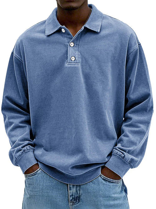 Aaron | Men’s Vintage Style Long Sleeve Polo Shirt