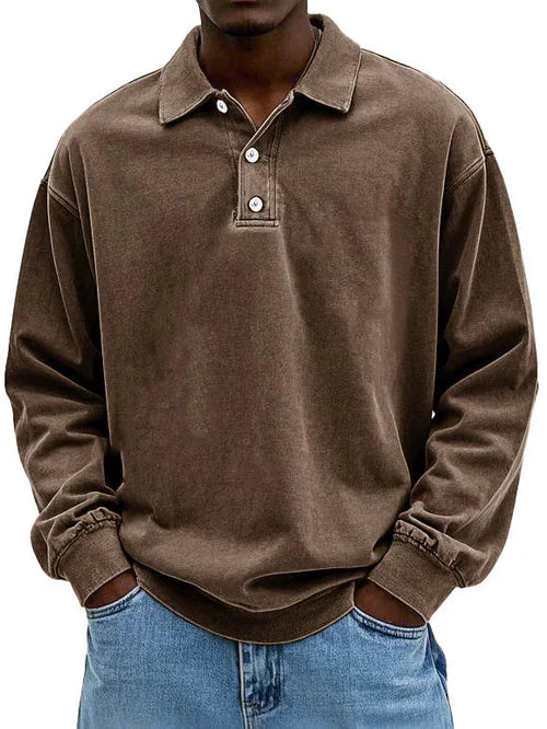 Ethan | Men’s Casual Long Sleeve Polo Shirt