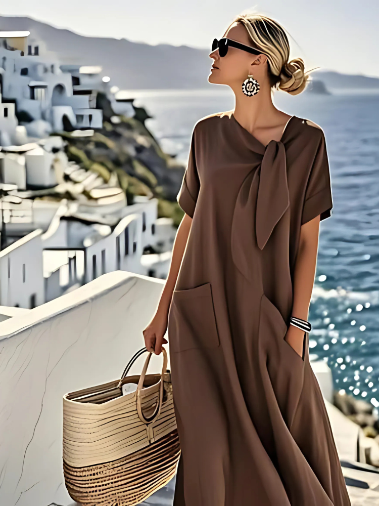 Flowy Tie-Front Maxi Dress