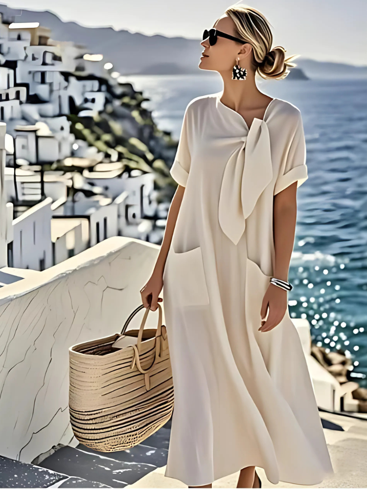 Flowy Tie-Front Maxi Dress