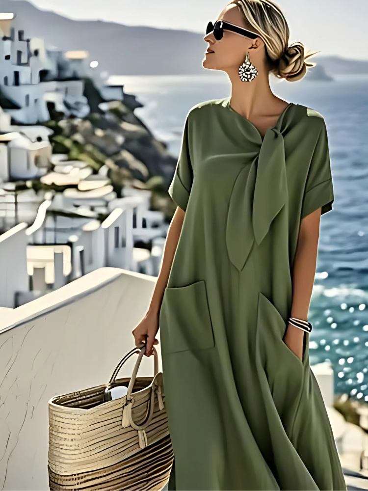 Flowy Tie-Front Maxi Dress