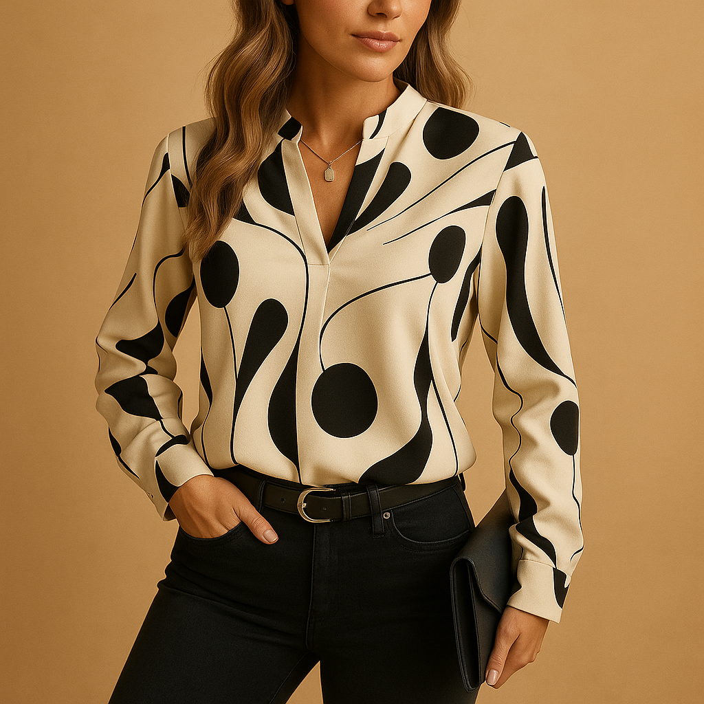 Women's Elegant Printed Blouse - 
Fashinoza