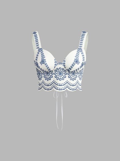 Women's Embroidered Crop And Maxi Skirt Set