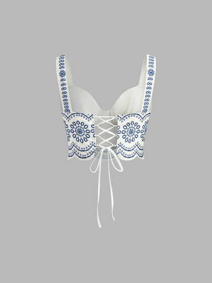 Women's Embroidered Crop And Maxi Skirt Set