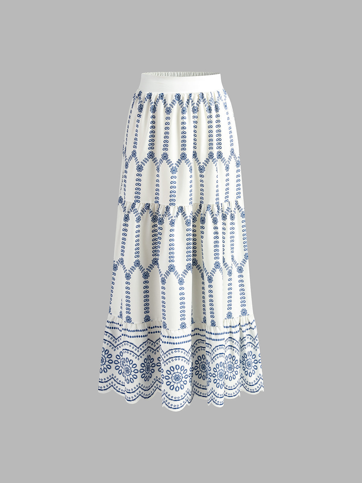 Women's Embroidered Crop And Maxi Skirt Set