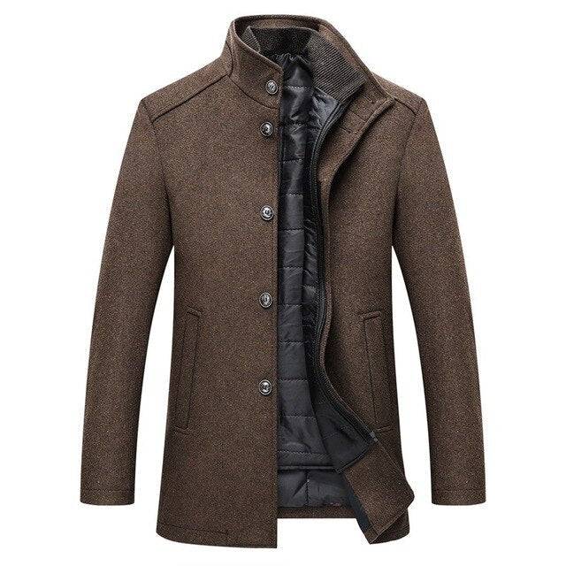 Womens Single Breasted Thick Wool Coat - 
Fashinoza