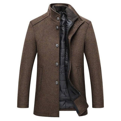Womens Single Breasted Thick Wool Coat - 
Fashinoza