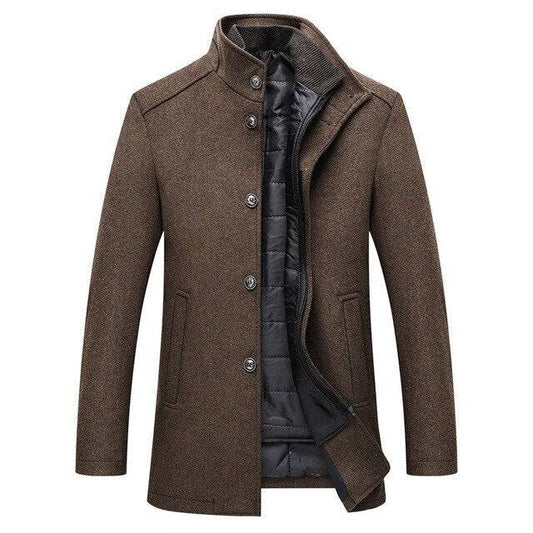 Womens Single Breasted Thick Wool Coat - 
Fashinoza