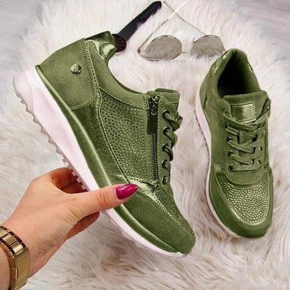 Women's Rhinestone Lace-Up Sneakers