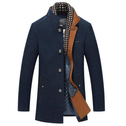 Womens Cashmere Blend Detachable Scarf Coat - 
Fashinoza