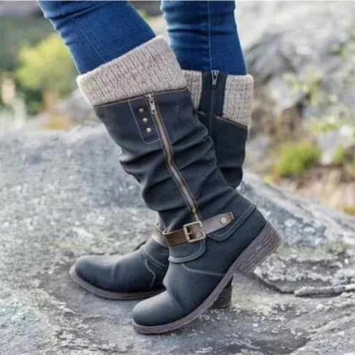 Women's Winter Boots Knit Cuff - Fashinoza