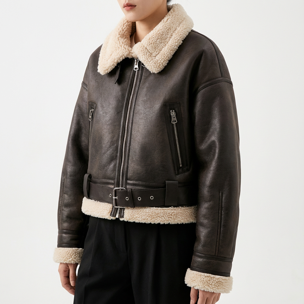 Women's Shearling Coat - 
Fashinoza