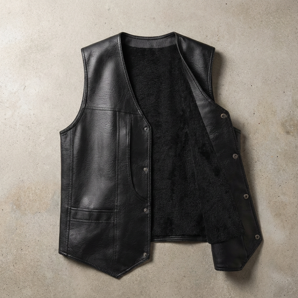 Nado Mens Fleece Lined Leather Vest