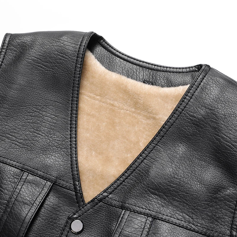 Nado Mens Fleece Lined Leather Vest