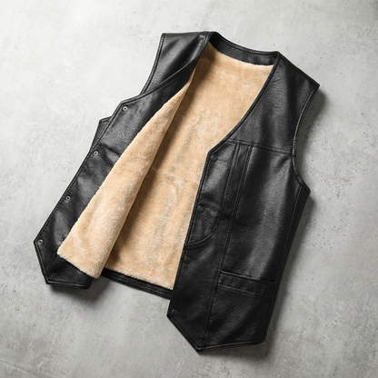 Nado Mens Fleece Lined Leather Vest - 
Fashinoza