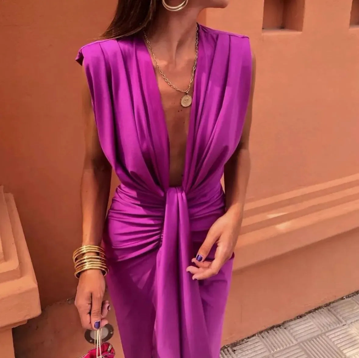 Women's Soft Pleated Midi Dress