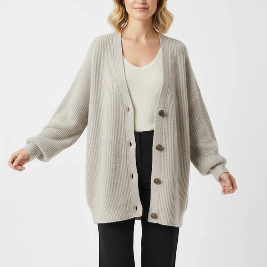 Women's Oversized Ribbed Knit Cardigan - Fashinoza