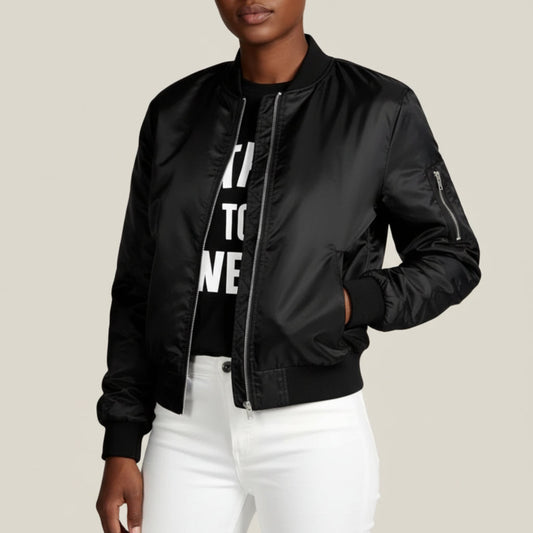 Women's Zip Up Bomber Jacket - Fashinoza