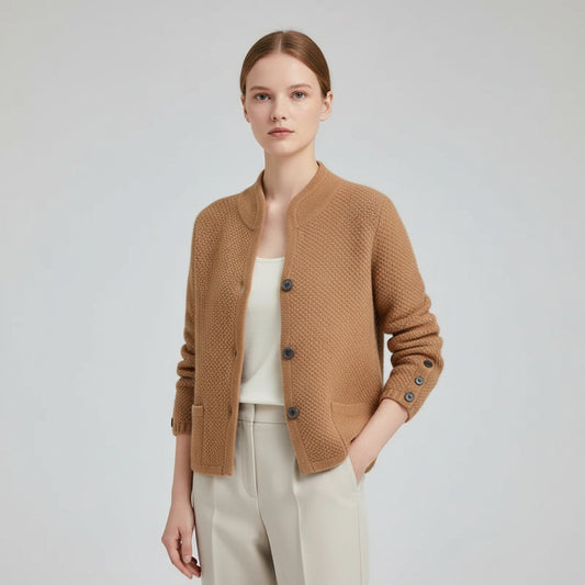 Women's Knit Button Jacket - Fashinoza