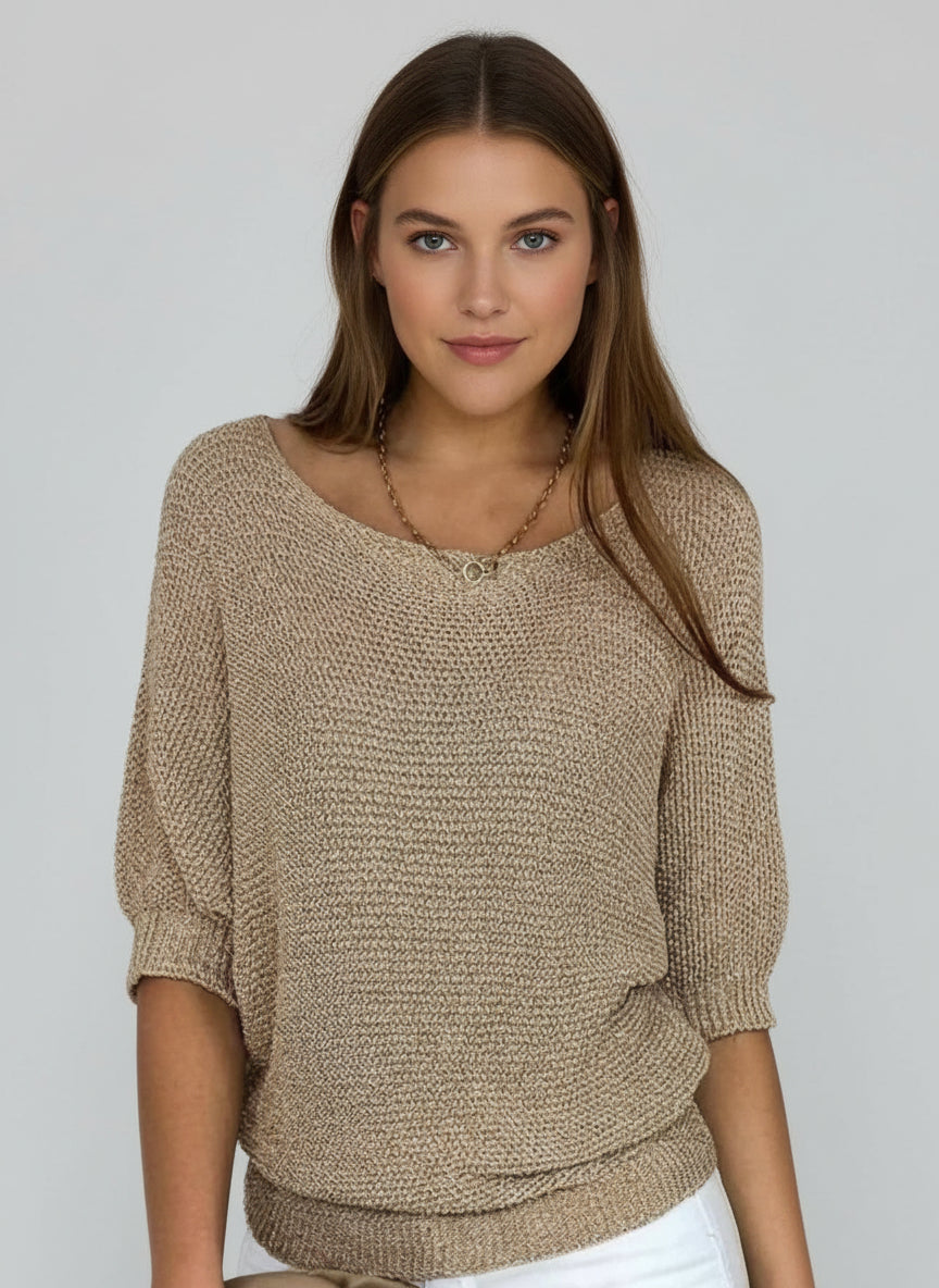 Women's Short Sleeve Knit Sweater - Fashinoza