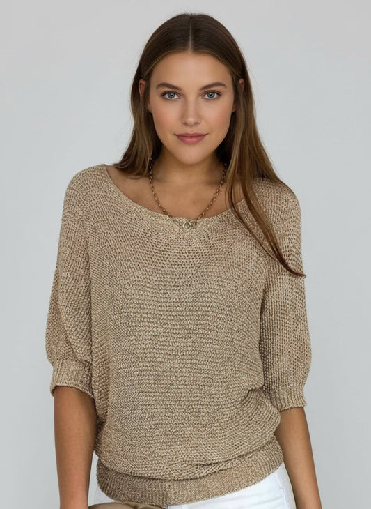 Women's Short Sleeve Knit Sweater - Fashinoza