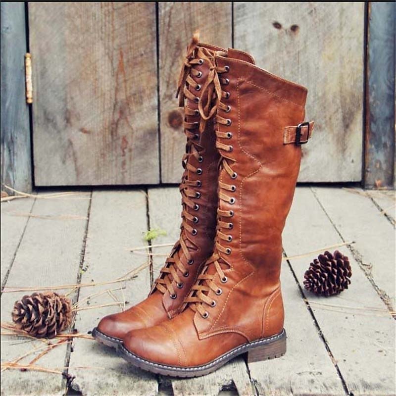 Kayla | Women Tall Lace Up Knee High Boots