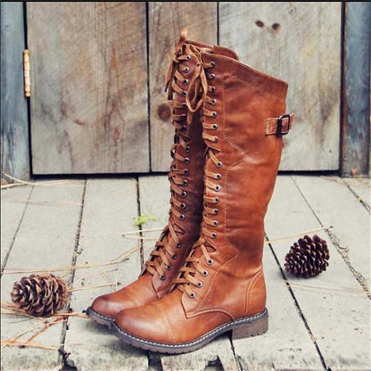 Kayla | Women Tall Lace Up Knee High Boots
