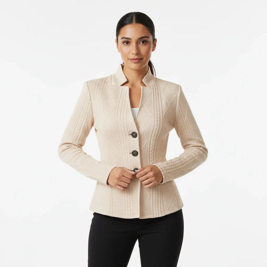 Women's Fitted Blazer Button Front - Fashinoza