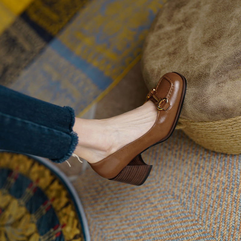 Women's Block Heel Slip On Shoes - Fashinoza