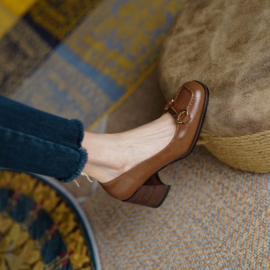 Women's Block Heel Slip On Shoes - Fashinoza