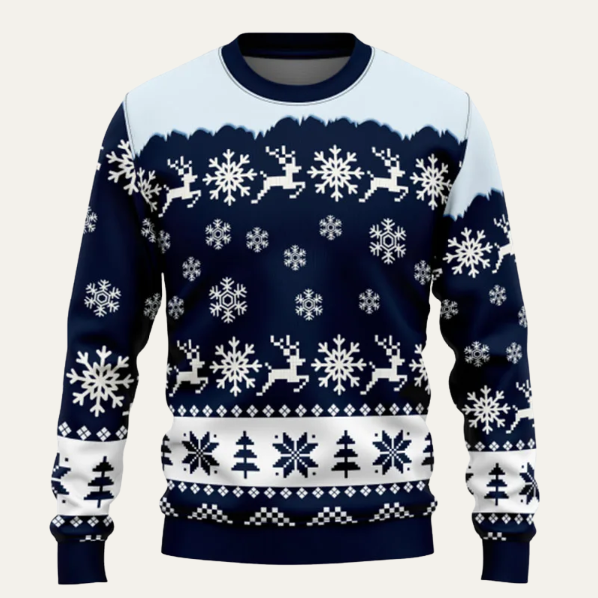 Men's Christmas Sweater Funny Reindeer Snowflake Knit Pullover - Fashinoza