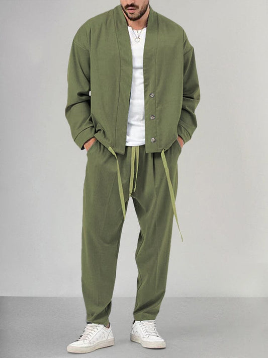 Men's Drawstring Casual Loungewear Set - Fashinoza