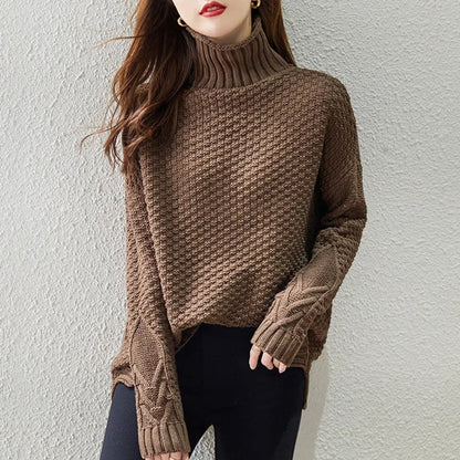 Women's Turtleneck Knit Sweater - Fashinoza