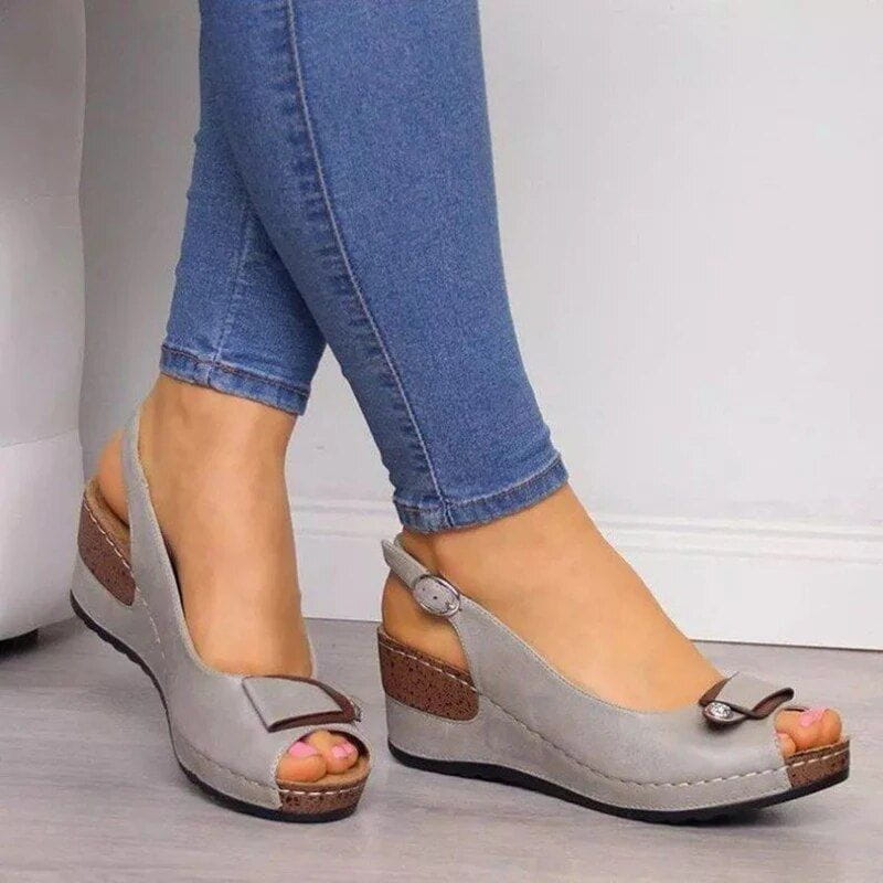 Image of Rebecca | Women's Peep Toe Wedge Heel Sandals