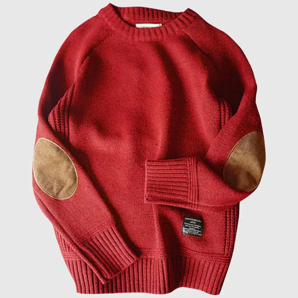 Ryan | Men Spring Elbow Patch Crewneck Sweater