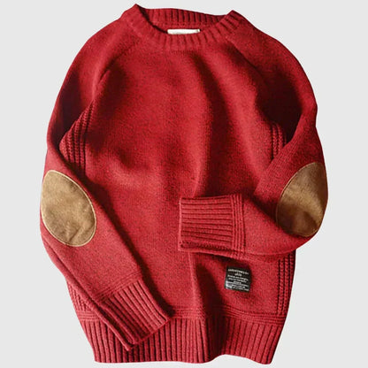 Ryan | Men Spring Elbow Patch Crewneck Sweater