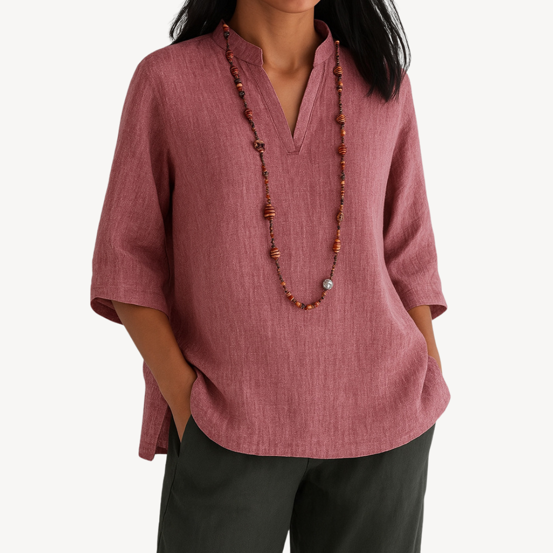 Grace | Women Spring Linen V Neck Blouse Top