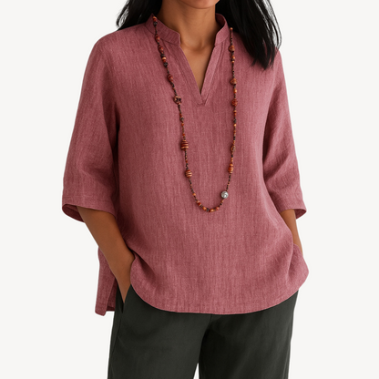 Grace | Women Spring Linen V Neck Blouse Top