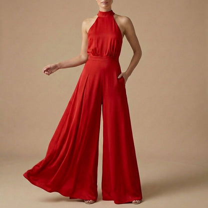 Women's Halter Neck Jumpsuit Wide Leg