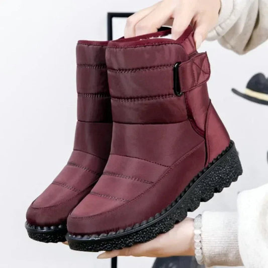 Women's Ankle Boots Leather Side Strap Winter Brown - Fashinoza